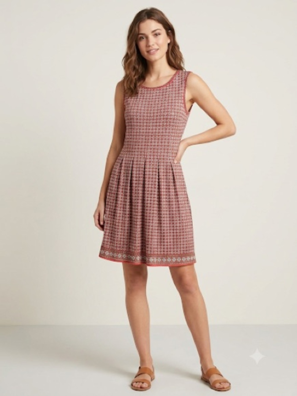 Max Studio Red Patterned Sleeveless Fit-and-Flare Mini Dress ITEM #18